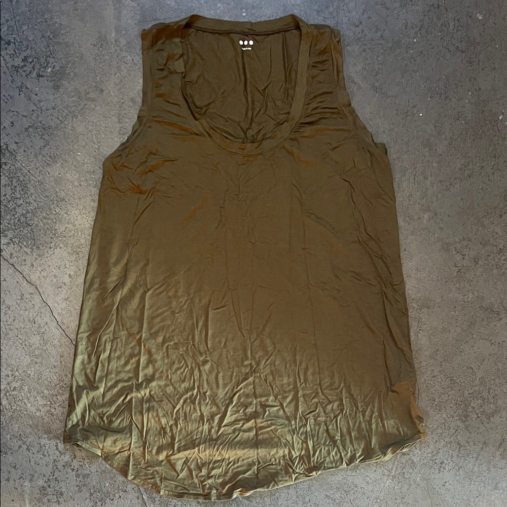Three Dots Olive Scoop Neck Tank Top